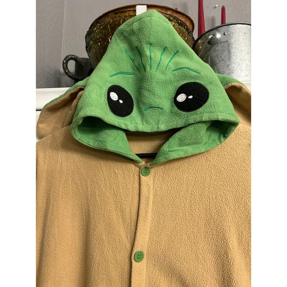 Star Wars Baby Yoda Grogu Fleece Hooded Pajama One Piece youth small